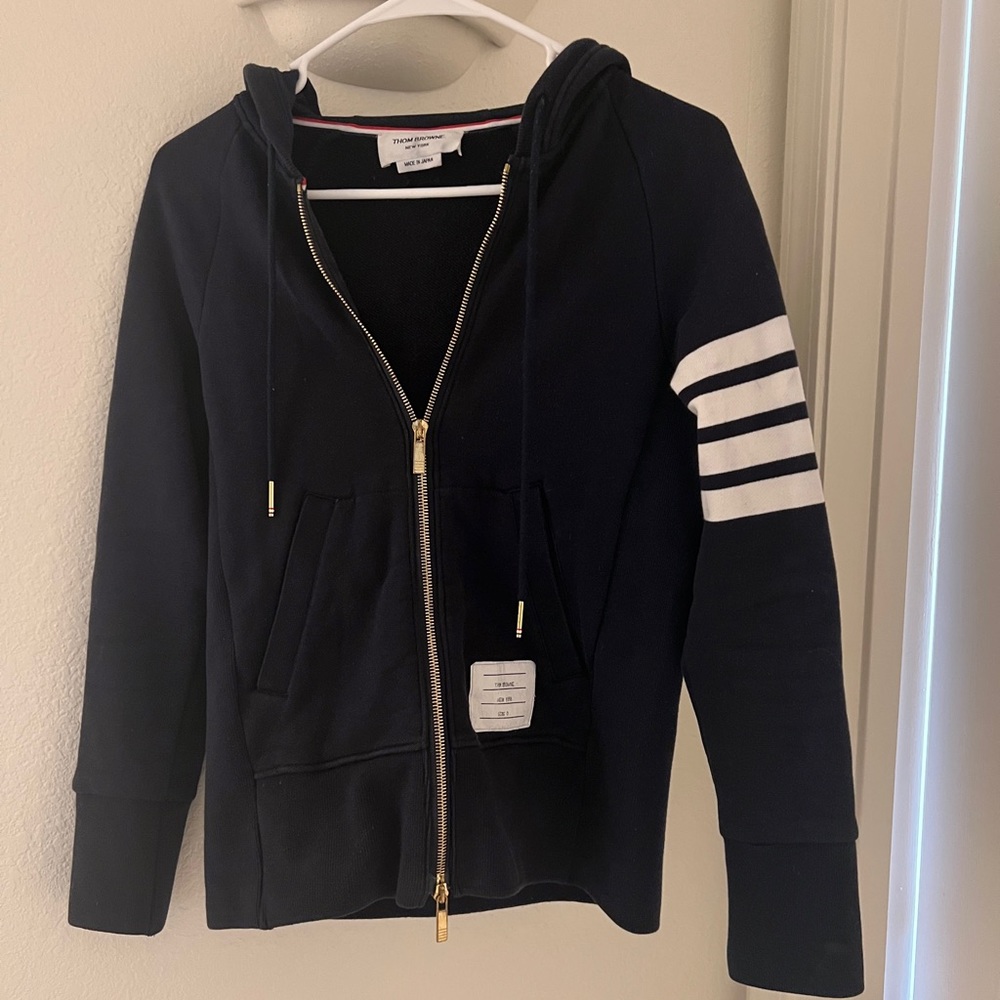 Thom Brown 4-Bar loopback cotton zip-up Hoodie